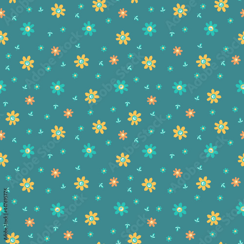 Colorful Abstract Flowers Seamless Pattern