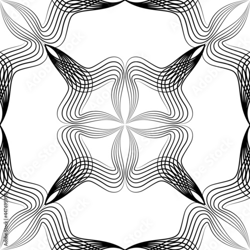 Abstract retro style arabesque linear seamless pattern. Artistic line art orn...
