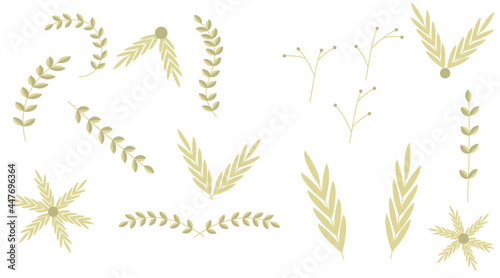 Vector separators, laurels, curls. Hand-drawn doodle design elements. Borders and lines are isolated