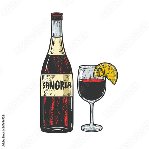 Sangria Alcoholic drink liquor color sketch engraving vector illustration. T-shirt apparel print design. Scratch board imitation. Black and white hand drawn image.