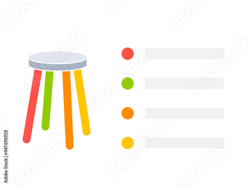 Four legged stool model template. Clipart image