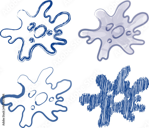Vector contour drawings of abstract amoeba in different variants