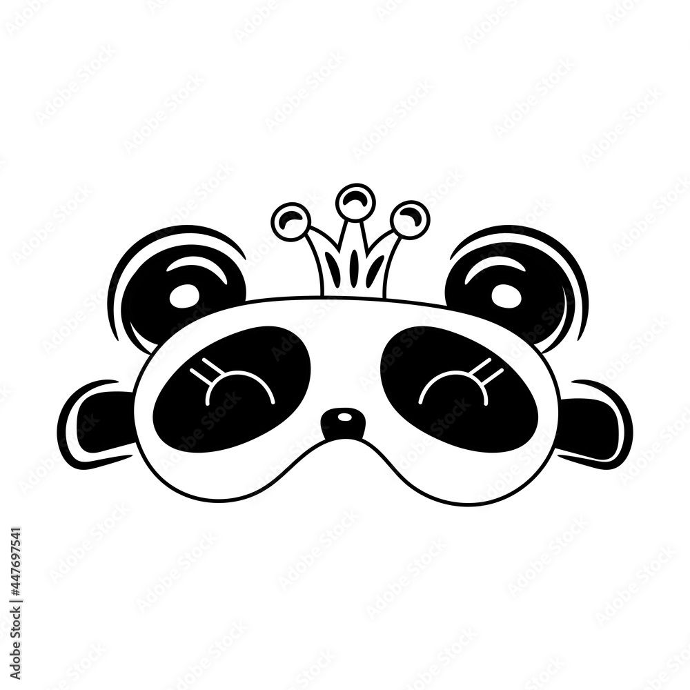 panda sleep mask doodle icon. Hand drawn illustrations. panda sleep mask doodle icon. Hand drawn illustrations.