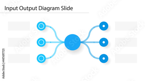 Input Output diagram with circle slide template. Clipart image photo