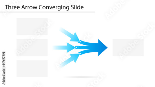 Three Arrow Converging Slide template. Clipart image
