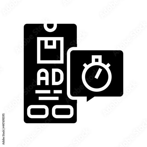 delivering advertise ephemeral glyph icon vector. delivering advertise ephemeral sign. isolated contour symbol black illustration