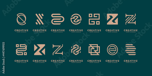 Abstract monogram letter Z logos collection. Geometric abstract logos icon design