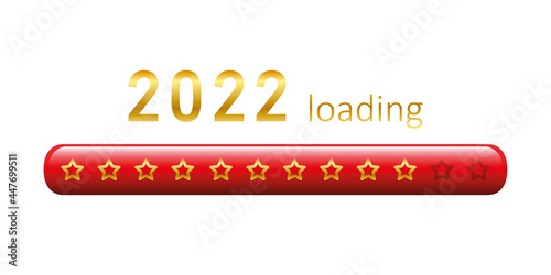 2022 loading golden bar with stars on white