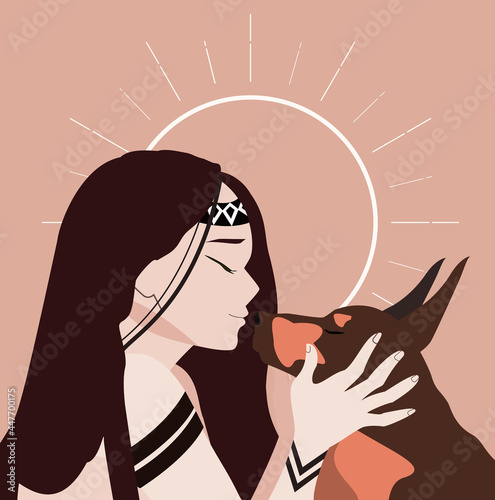 girl and dog