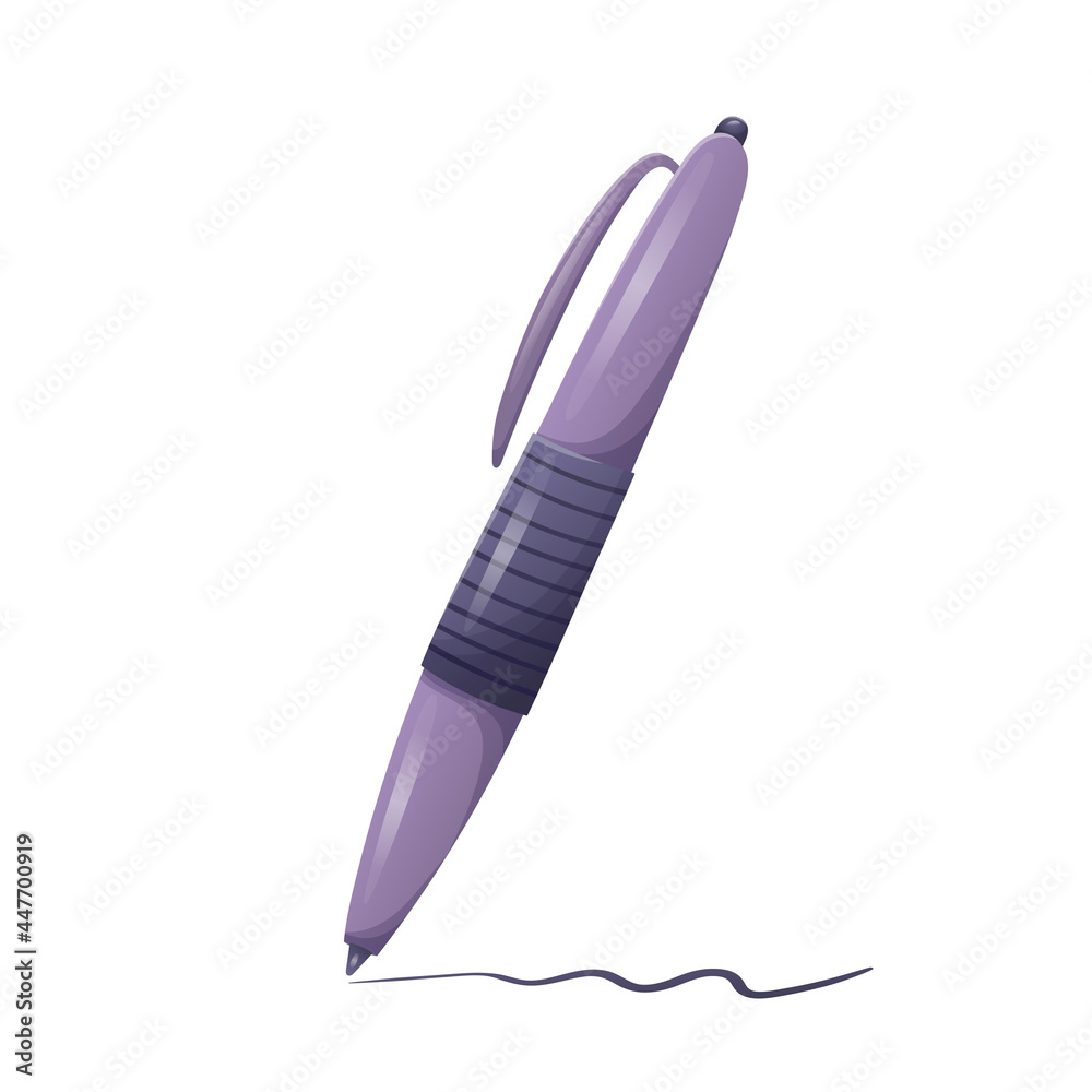 Vector cartoon illustration of an automatic or ballpoint ink pen for writing or drawing with a refill inside. Stationery for school or office. Vector cartoon illustration of an automatic or ballpoint ink pen for writing or drawing with a refill inside. Stationery for school or office.