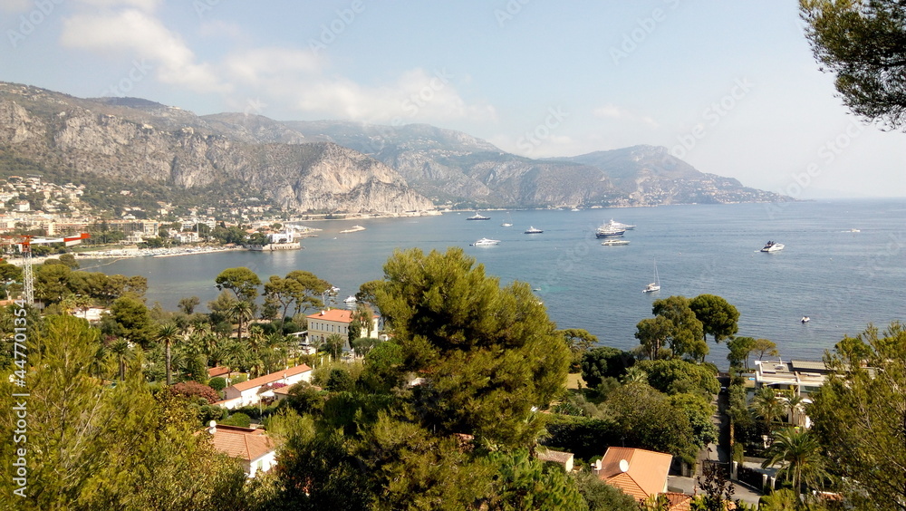Scenic mountain view in the morning from Saint Jean Cap Ferrat.