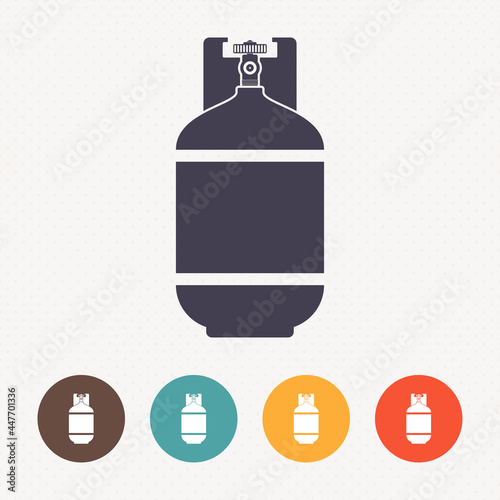 Gas bottle icon on dot pattern background