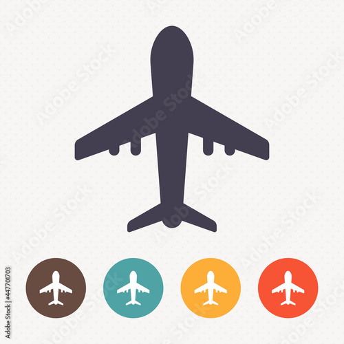 Plane icon on dot pattern background 
