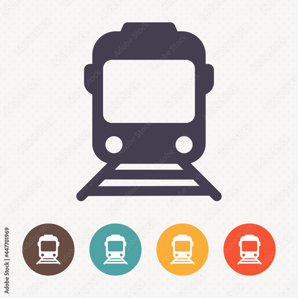 Train icon on dot pattern background Train icon on dot pattern background