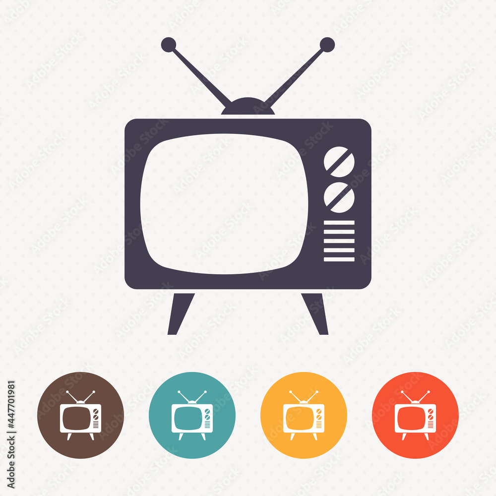TV icon on dot pattern background TV icon on dot pattern background