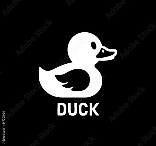 Billede på lærred Illustration of simple icon DUCK on a black background.