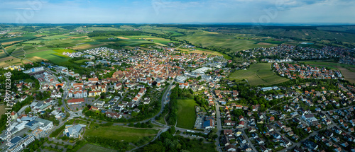 Aerial view of the city Brackenheim in Germany. On a sunny day in spring. photo