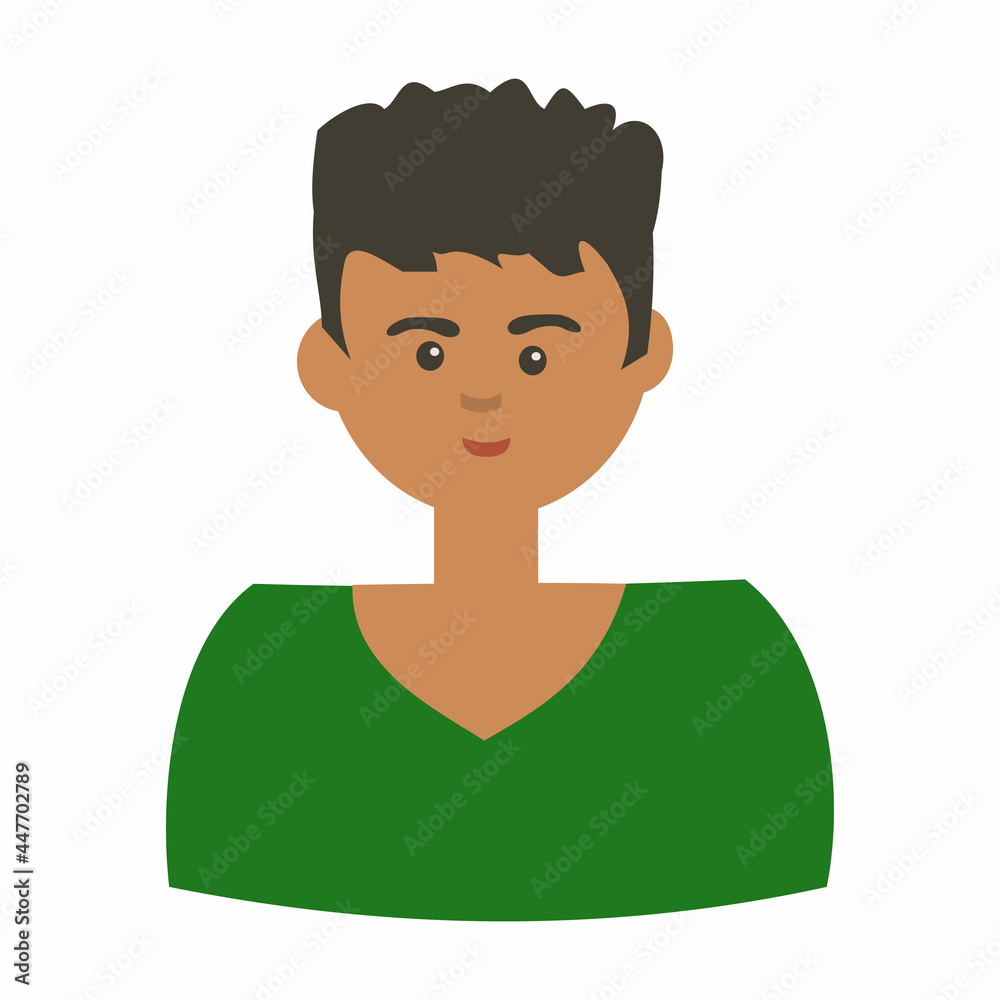 Young african american man avatar Flat vector illustration on white background Young african american man avatar Flat vector illustration on white background