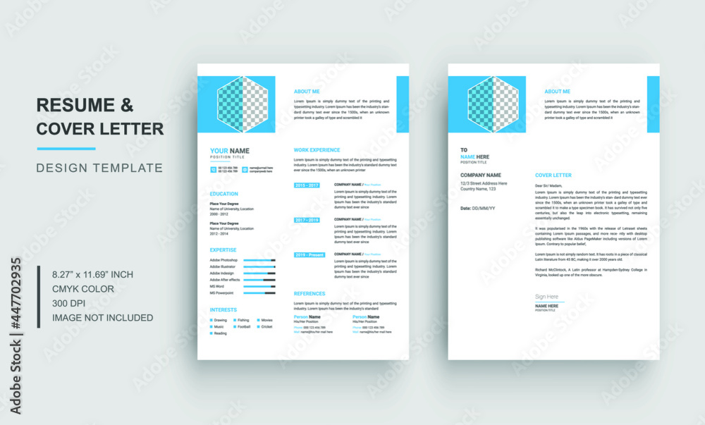 Resume template with cover letter design