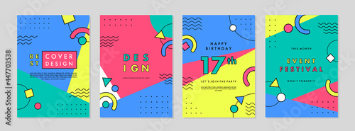 Set of abstract geometric memphis templates. Universal cover Designs for Annual Report, Brochures, Flyers, Presentations, Leaflet, Magazine.