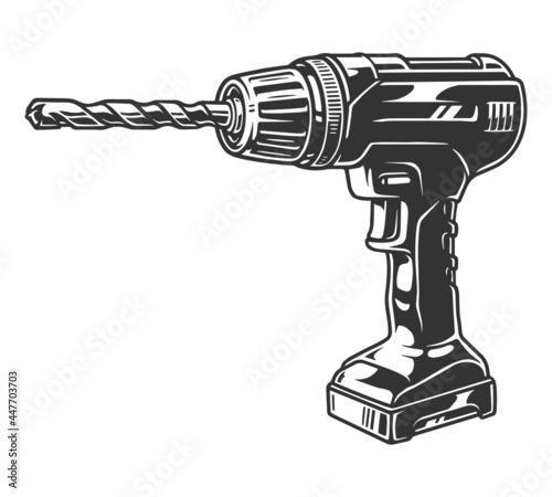Vintage concept of electric drill photo