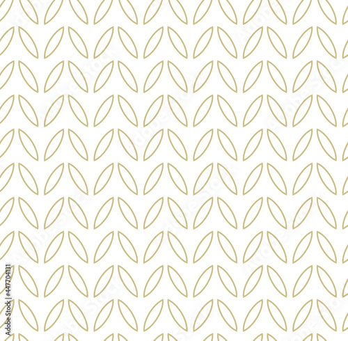 Modern simple geometric vector seamless pattern with gold flowers, line texture on white background. Light abstract floral wallpaper, bright tile ornament, wallpapers, flyers, covers, banners