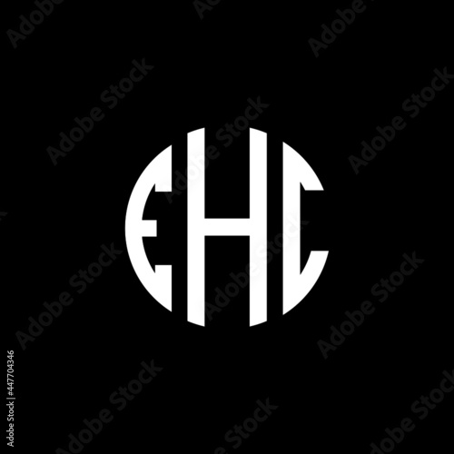 EHC letter logo design. EHC letter in circle shape. EHC Creative three letter logo. Logo with three letters. EHC circle logo. EHC letter vector design logo  photo