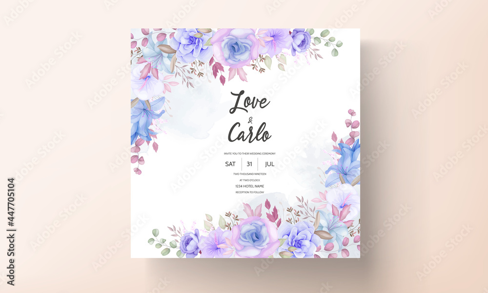 Beautiful soft pink floral wedding invitation card design