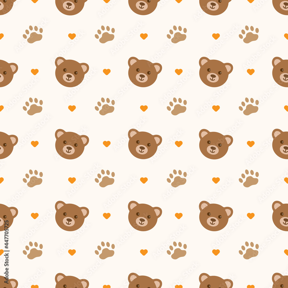 Obraz premium cute bear cartoon seamless pattern