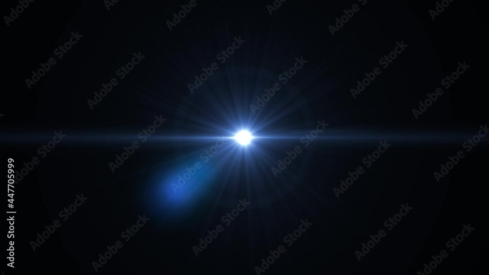 4K Blue flare light beam with smoke and dust particle effect abstract Animation. 3D abstract light motion titles cinematic background. Optical Lens Flare Effect and leaks Light and transitions