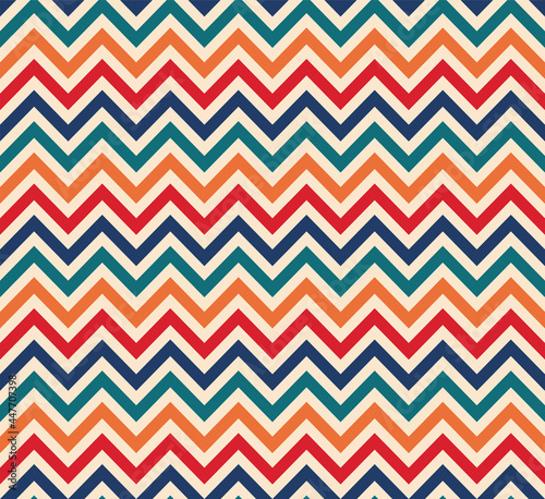 Abstract geometric seamless pattern. Retro background for textile, fabric, fashion. Vector © Chatrawee