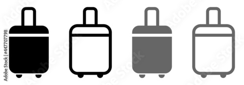 Set of baggage icons, suitcase on wheels. Vector.