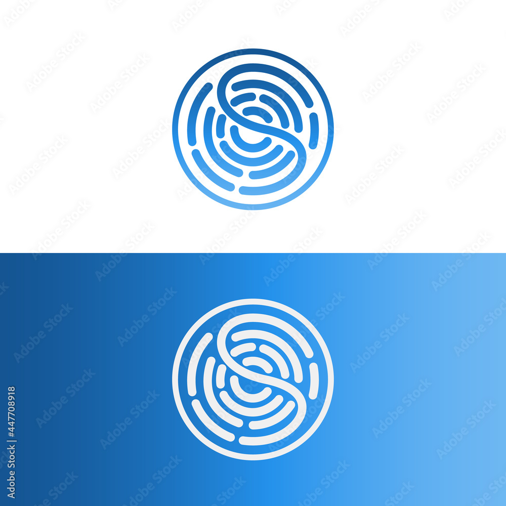 Vector round icon fingerprint logo Vector round icon fingerprint logo