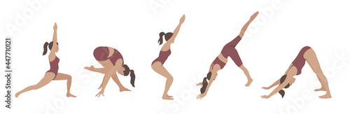 Yoga poses illustration.The woman is engaged in yoga.