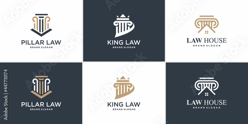 Set of Law logo element with unique style Premium Vector