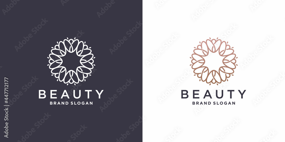 Beauty flower logo abstract with line concept Premium Vector part 3