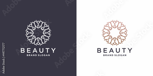 Beauty flower logo abstract with line concept Premium Vector part 3