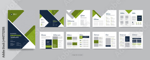 Clean corporate multipal pages business brochure design template or business reoport, proposal, magazine, lookbook template  with modern, minimal and abstract design in A4 size bi-fold format