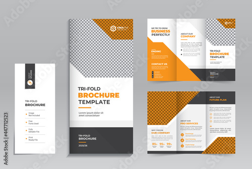 Creative and Modern Corporate Business Trifold Print Ready Brochure  Template With Professional Abstract  Vector Layout Design For Any Company