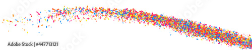 Colorful Explosion Of Confetti. Grainy Abstract Multicolored Texture Isolated On White. Panoramic Background. Wide Horizontal Long Banner For Site. Vector Illustration  Eps 10.