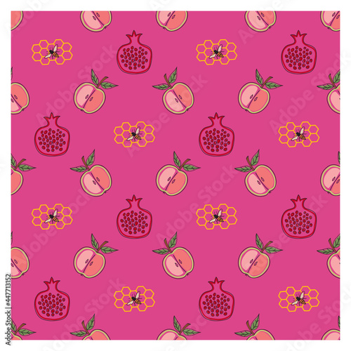 Seamless pattern for Rosh Hashanah- jewish new year .Vector background for wallpaper, greeting card and graphic design.