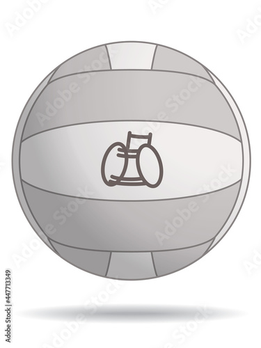para sports paralympic rugby ball for physical disabled athlete with wheelchair symbol isolated on white background