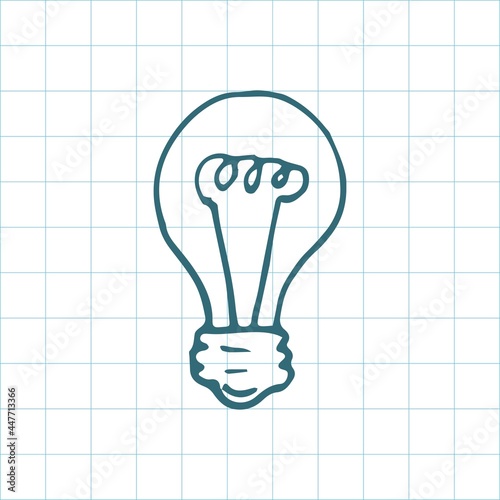 Light Bulb line icon vector, on copybook sheet. Idea sign, solution, thinking concept. Lighting Electric lamp