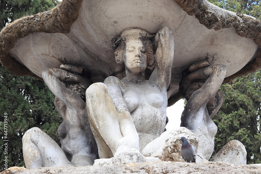 Rome Piazza Dei Quiriti Square Fountain Close Up, Prati District
