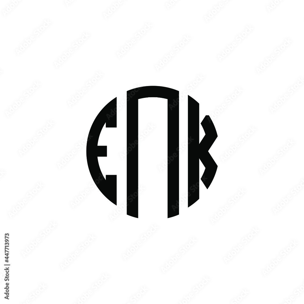 ENK letter logo design. ENK letter in circle shape. ENK Creative three