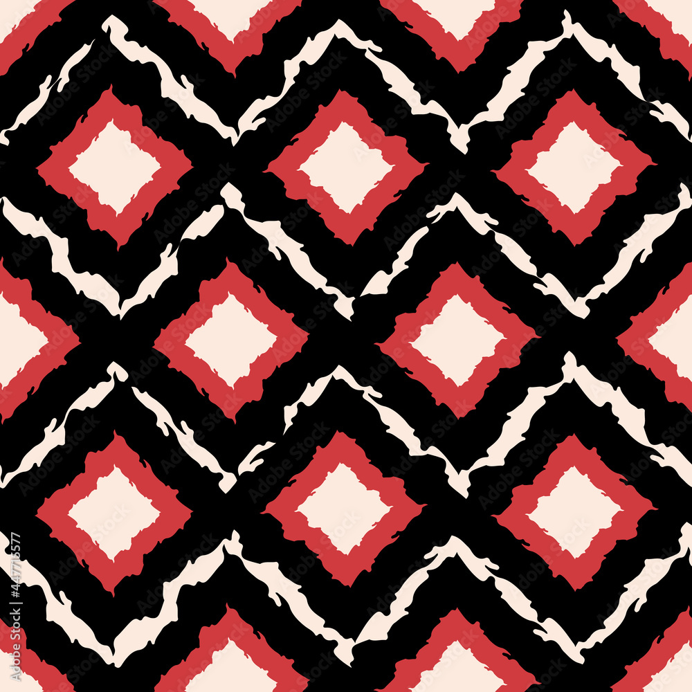 Vector chevrons red rhombus black repeat pattern Vector chevrons red rhombus black repeat pattern