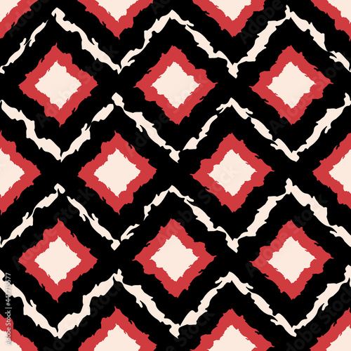 Vector chevrons red rhombus black repeat pattern