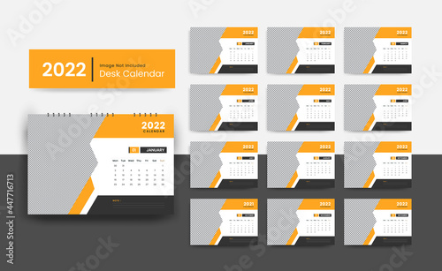 Clean and creative 2022 desk calendar design template for new year | 2022 New year planner or wall calendar  template