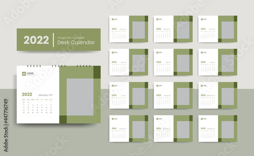 Clean and creative 2022 desk calendar design template for new year | 2022 New year planner or wall calendar  template