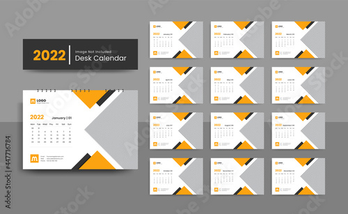 Clean and creative 2022 desk calendar design template for new year | 2022 New year planner or wall calendar  template